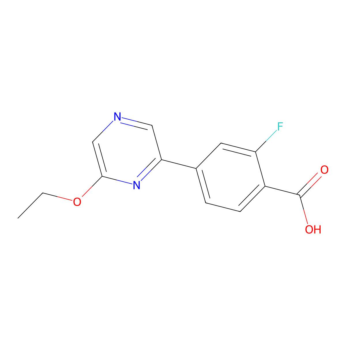 4-(6-Ethoxy-2-pyrazinyl)-2-fluorobenzoic acid molecular structure, CAS 2341943-96-0