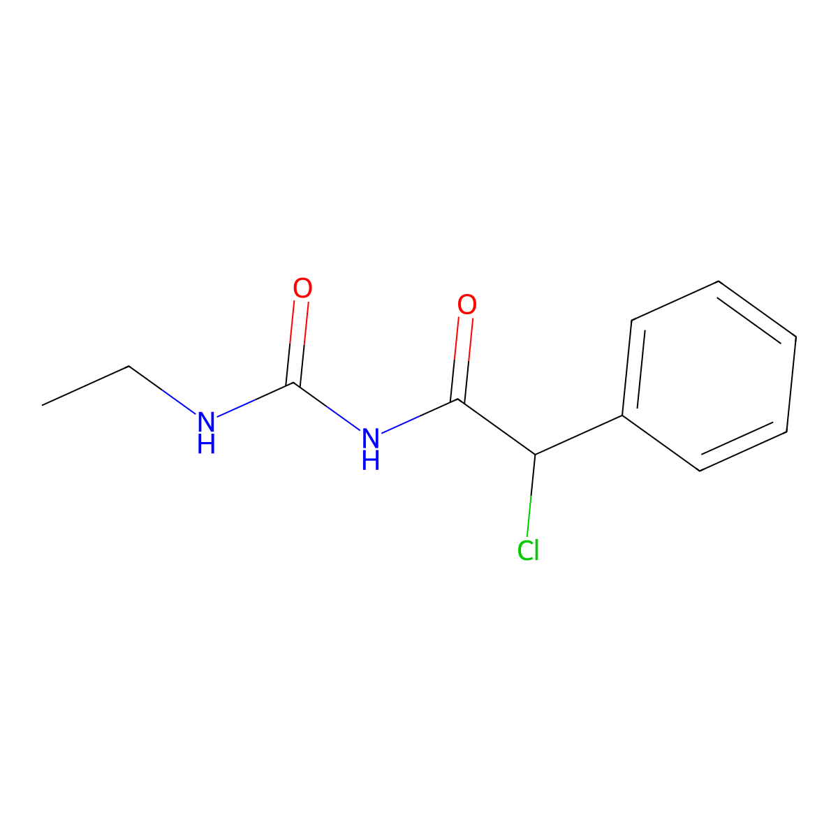 2-chloro-N-[(ethylamino)carbonyl]-2-phenylacetamide molecular structure, CAS 23420-63-5