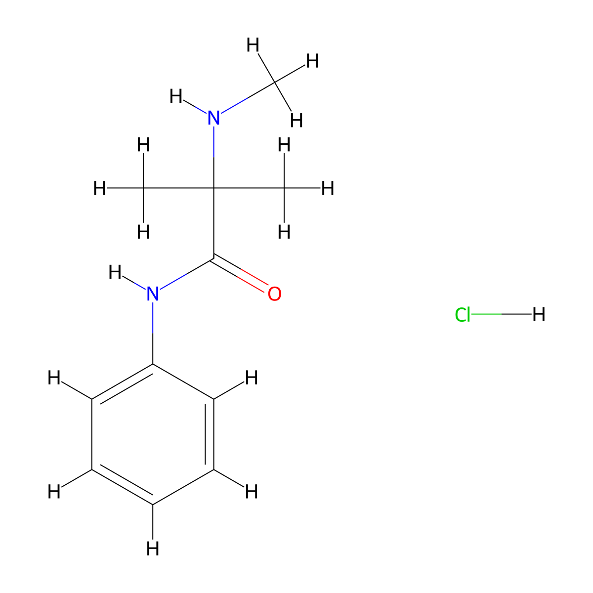 2-methyl-2-(methylamino)-N-phenylpropanamide;hydrochloride molecular structure, CAS 23423-70-3