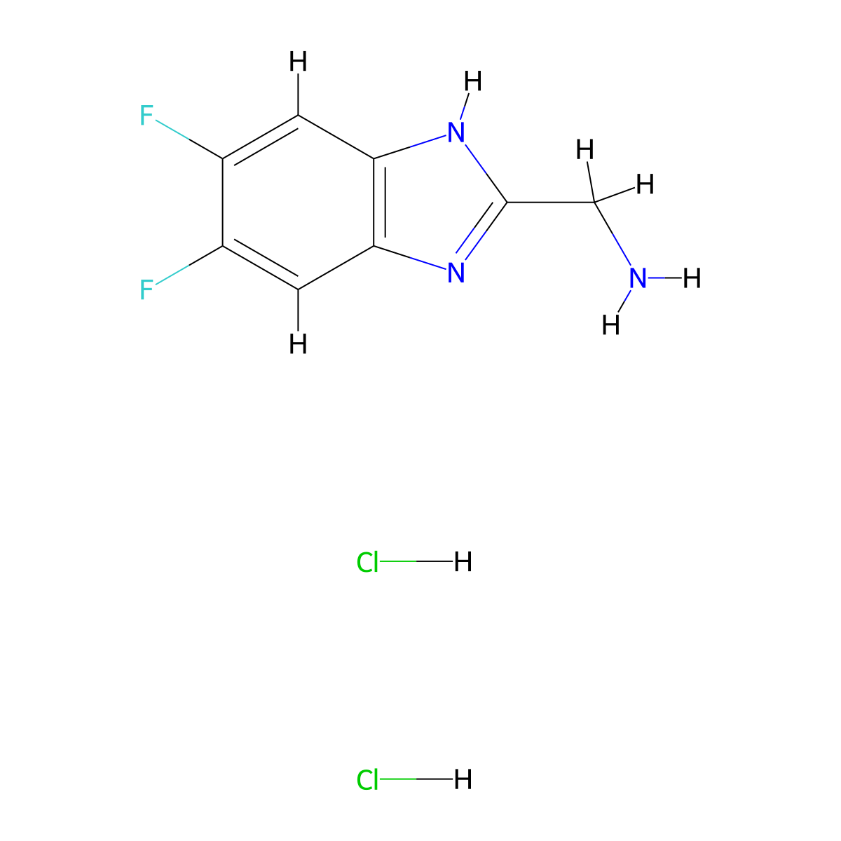 1-(5,6-difluoro-1H-1,3-benzodiazol-2-yl)methanamine dihydrochloride molecular structure, CAS 2342580-81-6