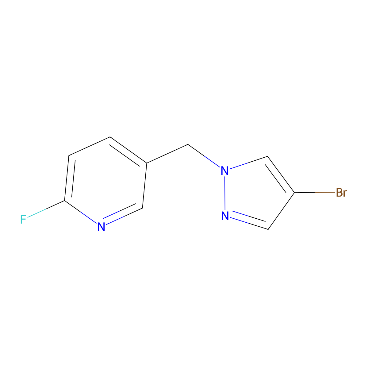 5-((4-Bromo-1H-pyrazol-1-yl)methyl)-2-fluoropyridine molecular structure, CAS 2342610-58-4