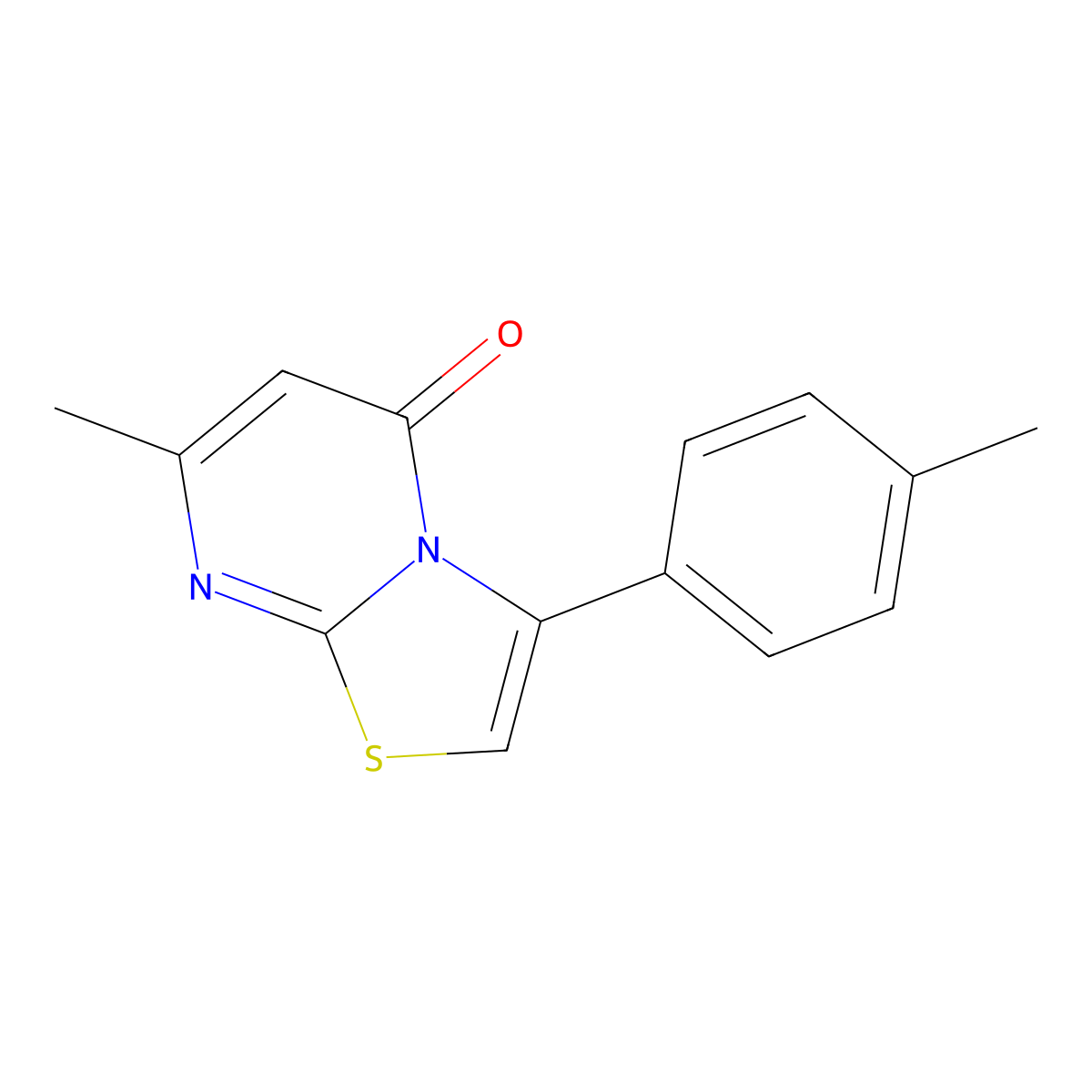 7-Methyl-3-(4-methylphenyl)-[1,3]thiazolo[3,2-a]pyrimidin-5-one molecular structure, CAS 23429-89-2