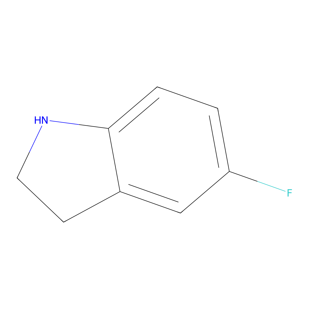 5-Fluoroindoline molecular structure, CAS 2343-22-8