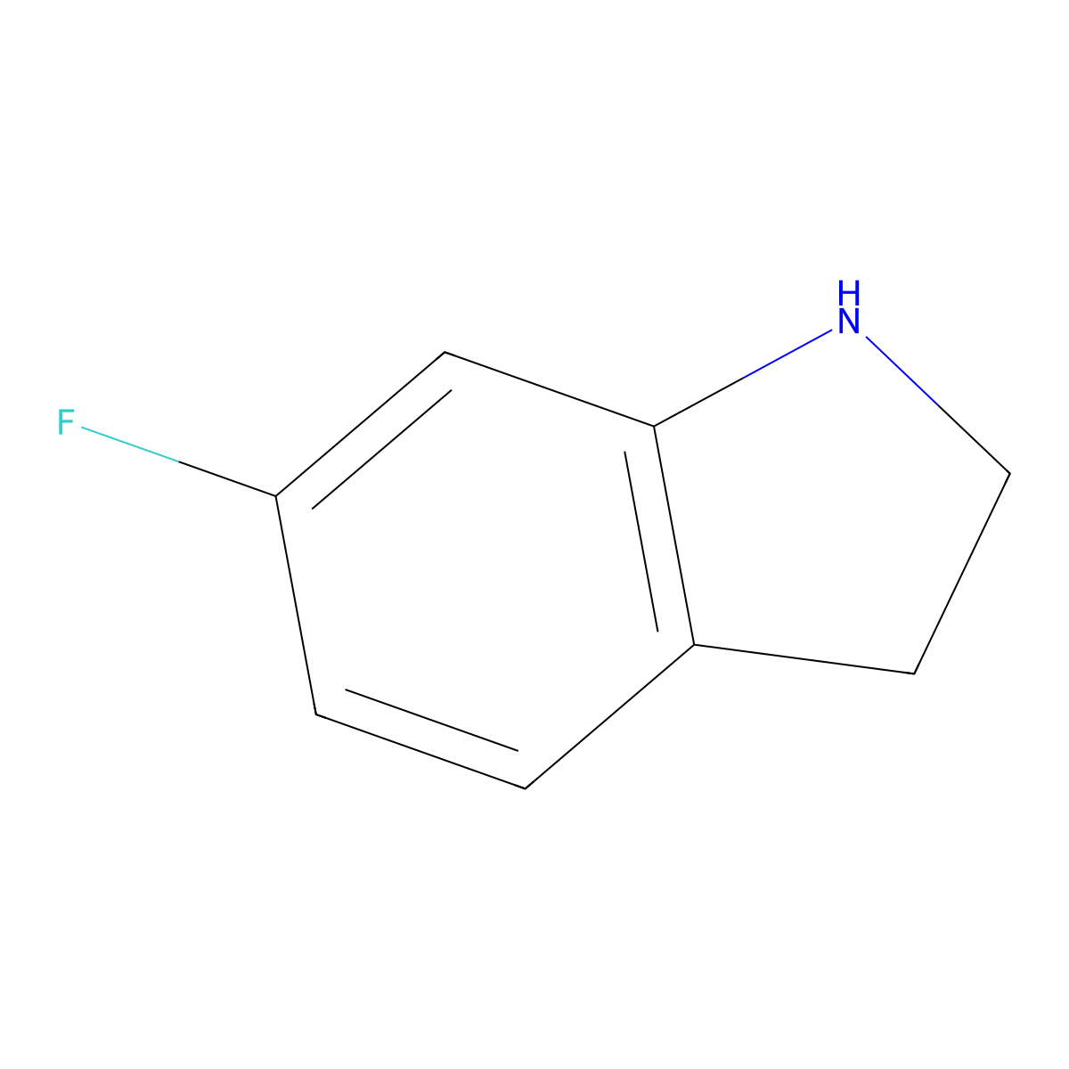 6-fluoro-2,3-dihydro-1H-indole molecular structure, CAS 2343-23-9