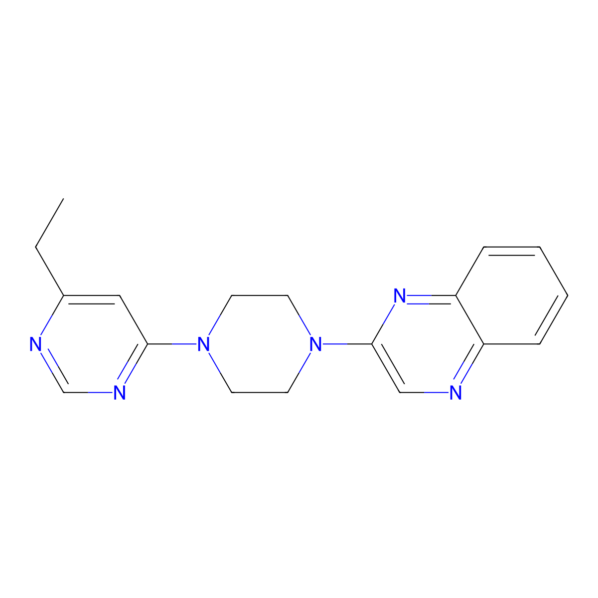 2-[4-(6-Ethylpyrimidin-4-yl)piperazin-1-yl]quinoxaline molecular structure, CAS 2343183-24-2