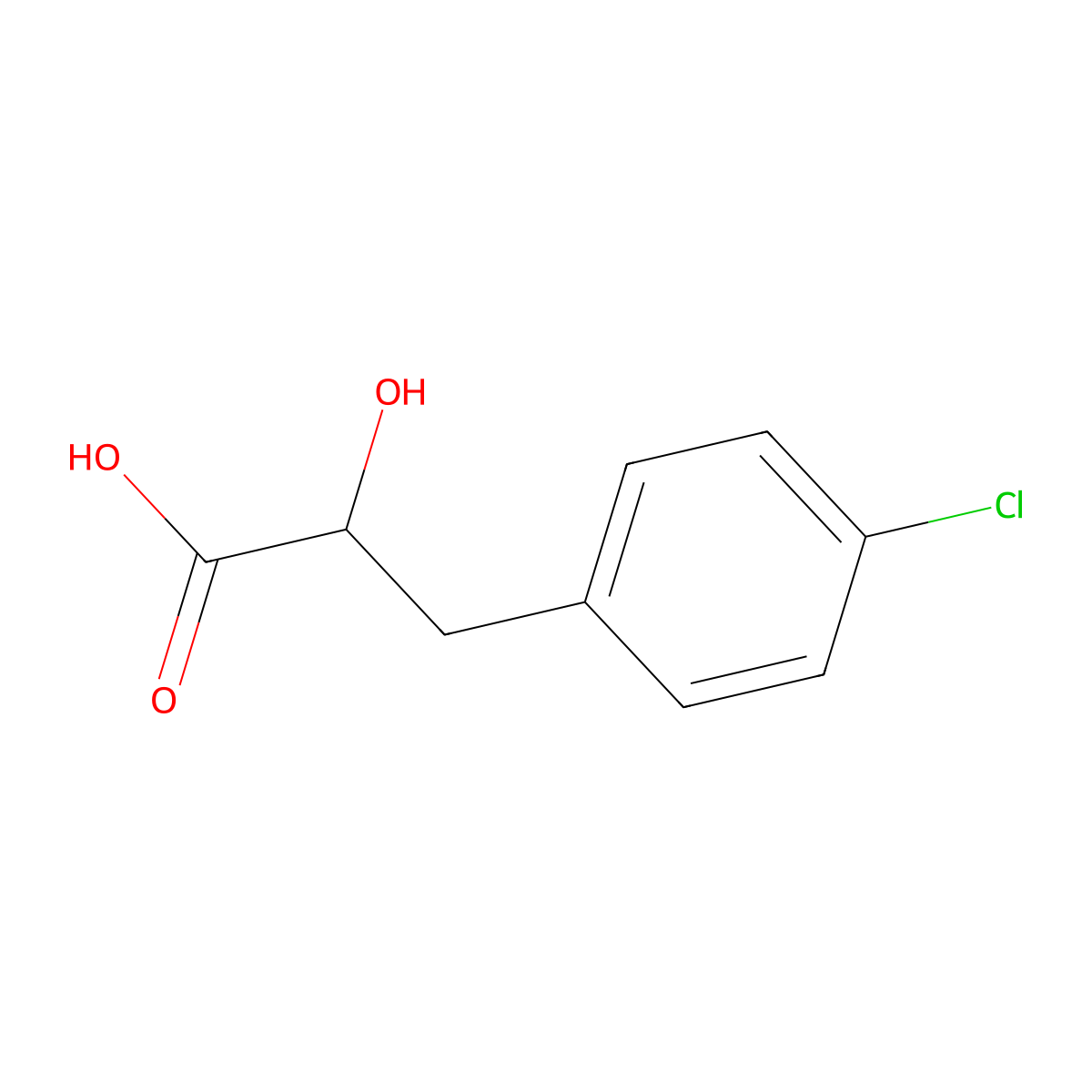 4-Chloro-alpha-hydroxybenzenepropanoic acid molecular structure, CAS 23434-95-9