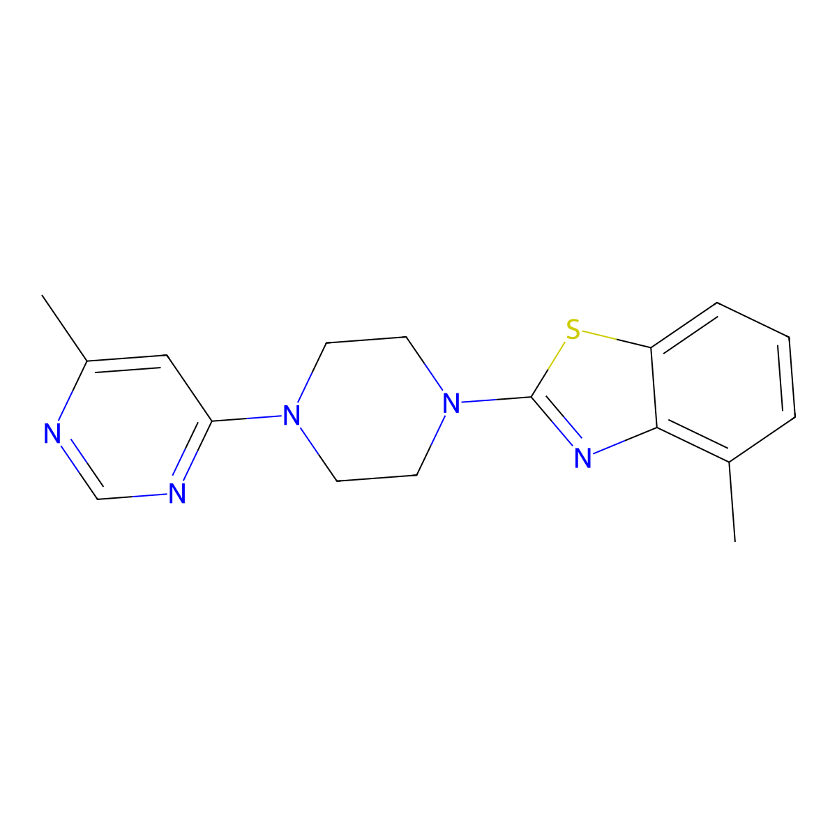 4-Methyl-2-[4-(6-methylpyrimidin-4-yl)piperazin-1-yl]-1,3-benzothiazole molecular structure, CAS 2343554-74-3