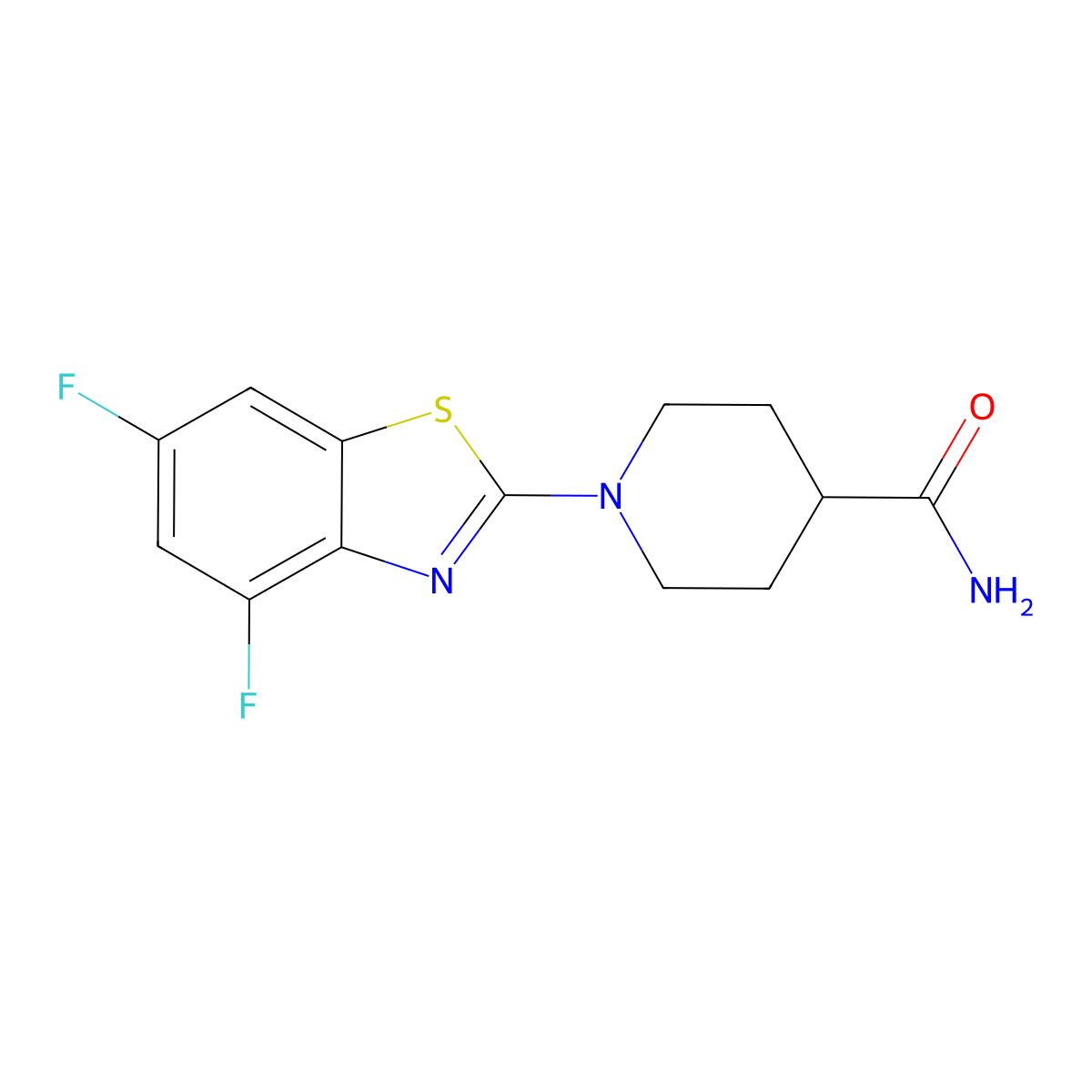 1-(4,6-Difluoro-1,3-benzothiazol-2-yl)piperidine-4-carboxamide molecular structure, CAS 2343699-87-4