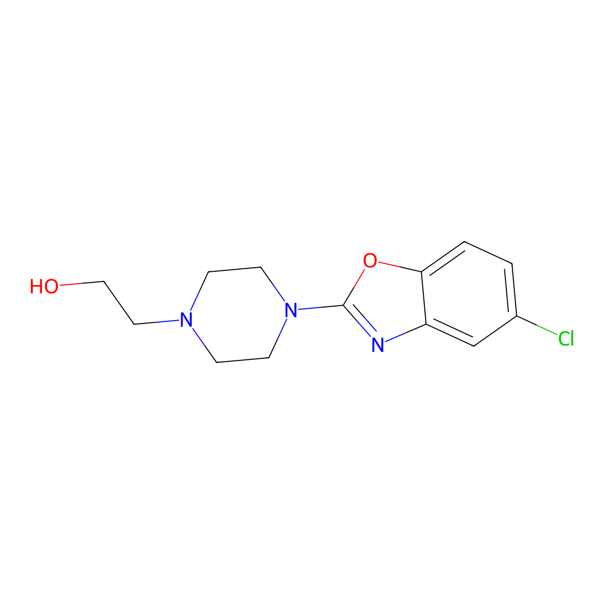 2-[4-(5-Chloro-1,3-benzoxazol-2-yl)piperazin-1-yl]ethan-1-ol molecular structure, CAS 2343740-24-7