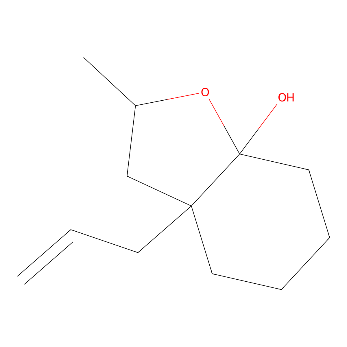 2-Methyl-3a-(prop-2-en-1-yl)hexahydro-1-benzofuran-7a(2H)-ol molecular structure, CAS 23438-68-8