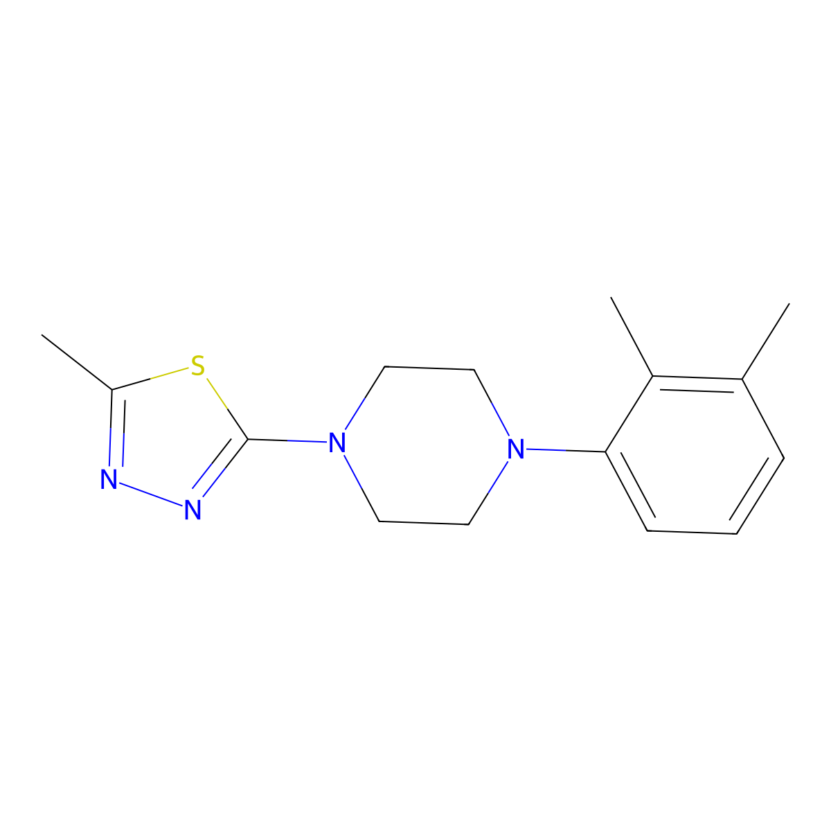 1-(2,3-Dimethylphenyl)-4-(5-methyl-1,3,4-thiadiazol-2-yl)piperazine molecular structure, CAS 2343848-18-8