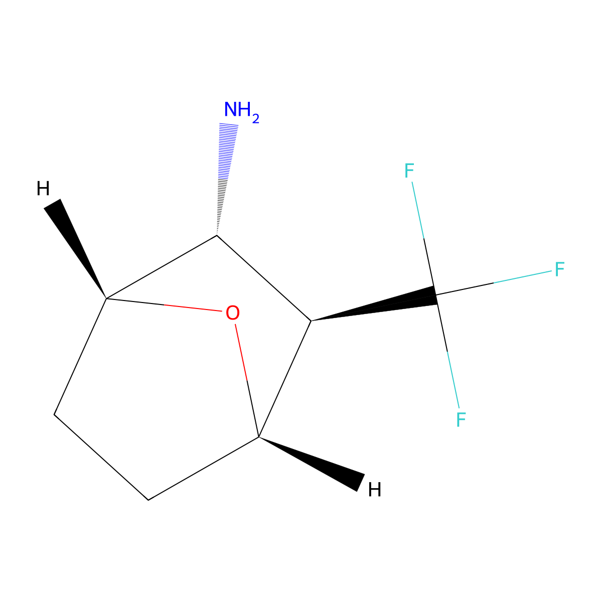 rac-(1R,2R,3R,4S)-3-(trifluoromethyl)-7-oxabicyclo[2.2.1]heptan-2-amine molecular structure, CAS 2343963-65-3