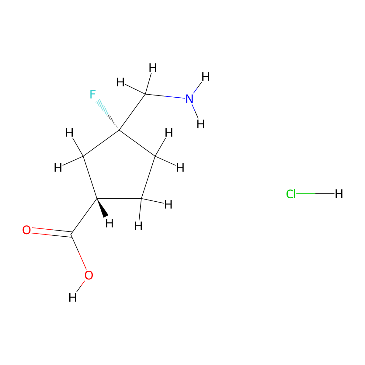 (1S,3R)-3-(Aminomethyl)-3-fluorocyclopentane-1-carboxylic acid;hydrochloride molecular structure, CAS 2343963-71-1