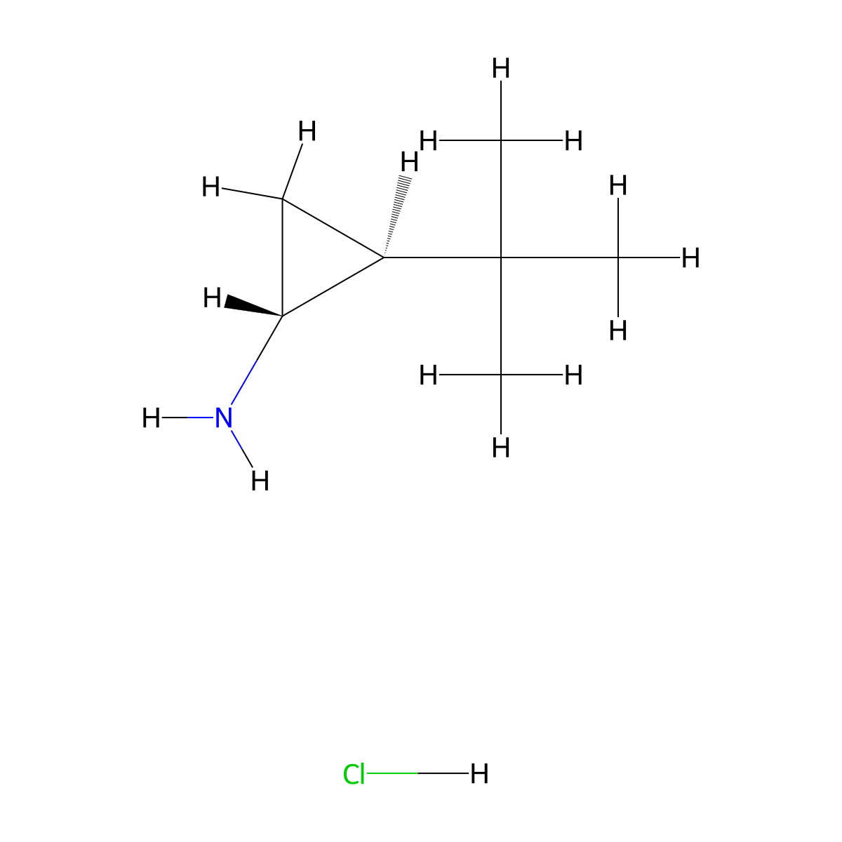 rac-(1R,2S)-2-tert-butylcyclopropan-1-amine hydrochloride molecular structure, CAS 2343963-72-2