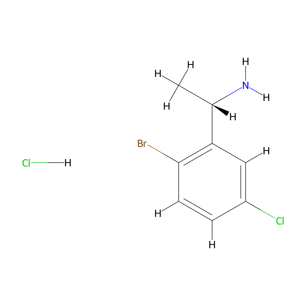 (1S)-1-(2-bromo-5-chlorophenyl)ethan-1-amine hydrochloride molecular structure, CAS 2343963-73-3