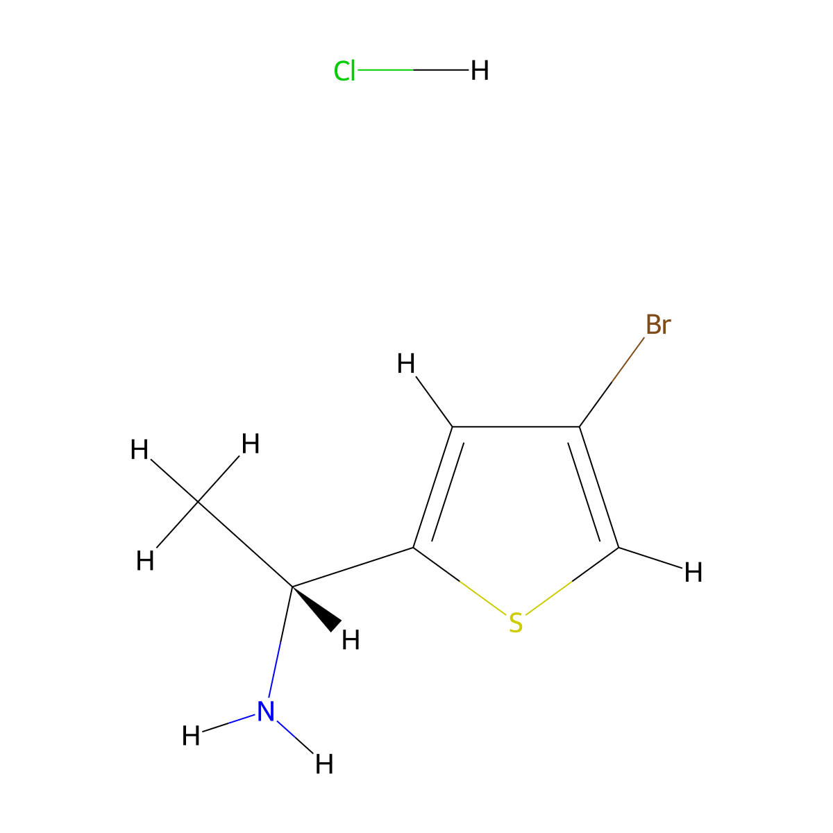 (1R)-1-(4-bromothiophen-2-yl)ethan-1-amine hydrochloride molecular structure, CAS 2343963-75-5
