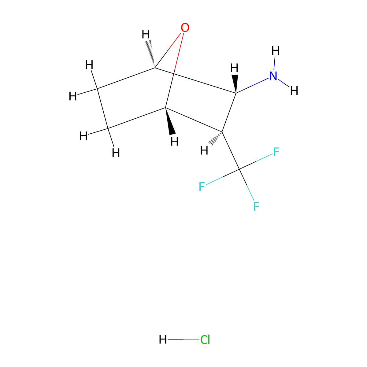 (1R,2R,3R,4S)-3-(Trifluoromethyl)-7-oxabicyclo[2.2.1]heptan-2-amine;hydrochloride molecular structure, CAS 2343963-79-9