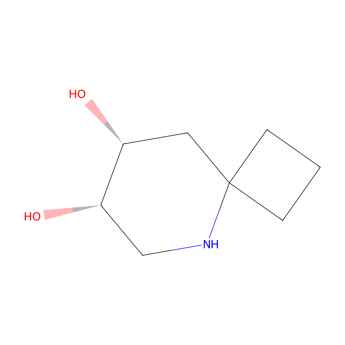 rac-(7R,8S)-5-azaspiro[3.5]nonane-7,8-diol molecular structure, CAS 2343963-80-2