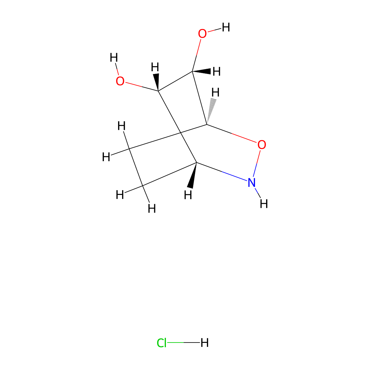 (1S,4R,5S,6S)-2-Oxa-3-azabicyclo[2.2.2]octane-5,6-diol;hydrochloride molecular structure, CAS 2343963-86-8