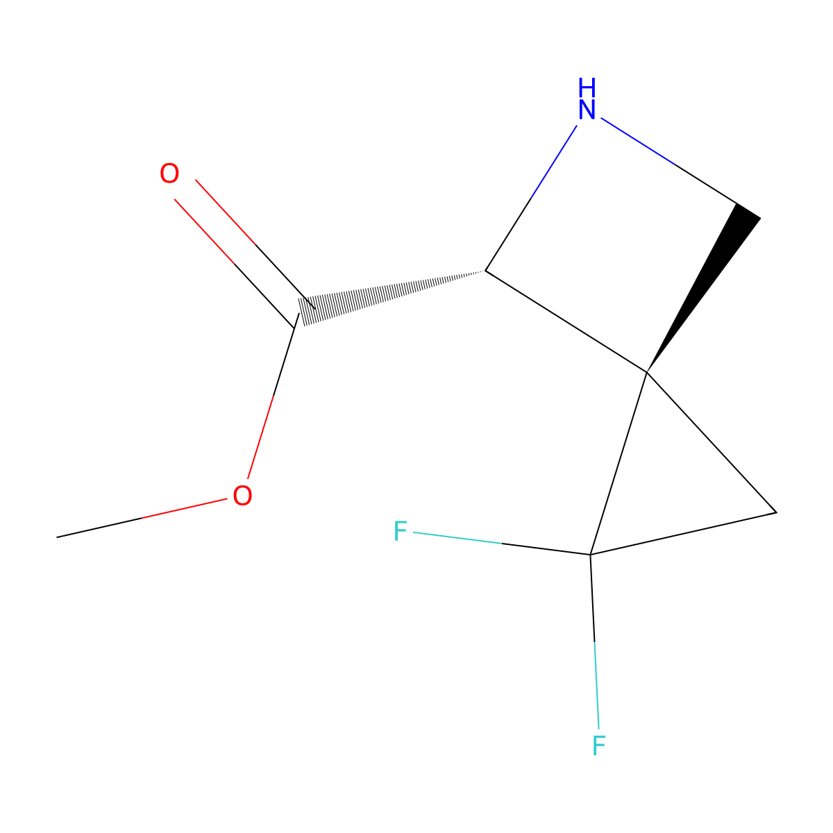 rac-methyl (3R,4R)-1,1-difluoro-5-azaspiro[2.3]hexane-4-carboxylate molecular structure, CAS 2343963-94-8