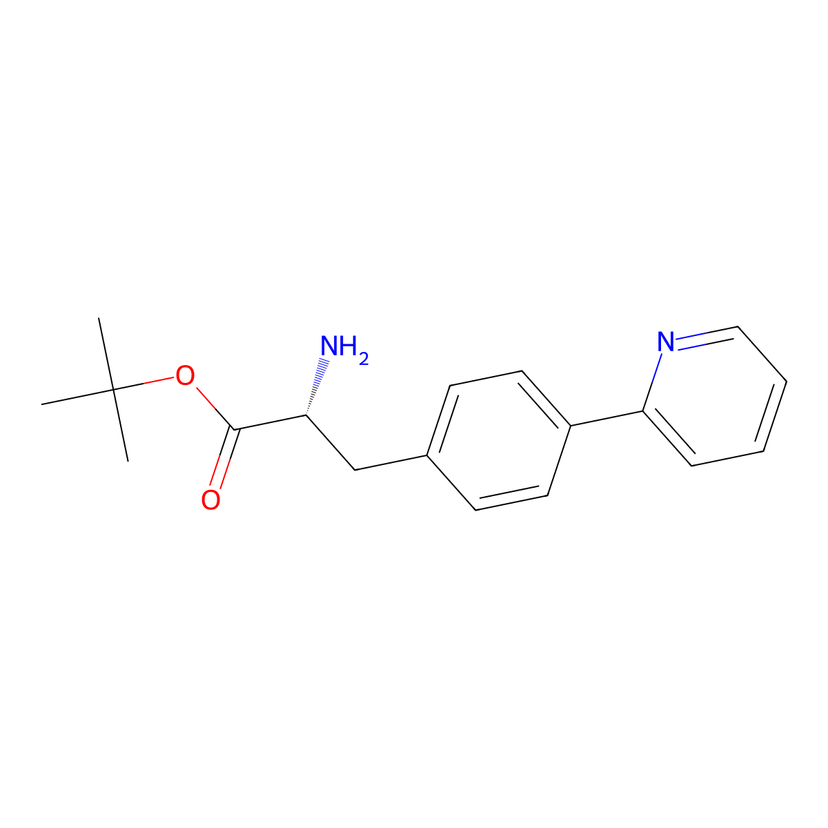 tert-butyl(2R)-2-amino-3-[4-(pyridin-2-yl)phenyl]propanoate molecular structure, CAS 2343964-04-3