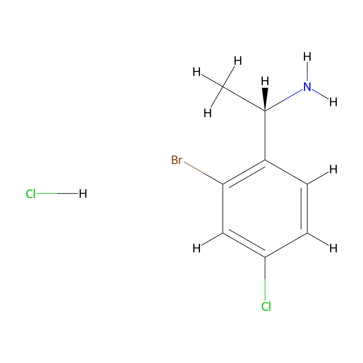 (1S)-1-(2-bromo-4-chlorophenyl)ethan-1-amine hydrochloride molecular structure, CAS 2343964-06-5