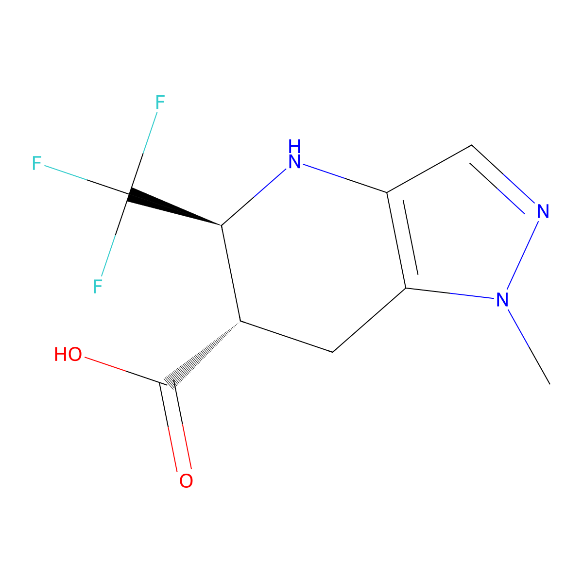 rac-(5R,6R)-1-methyl-5-(trifluoromethyl)-1H,4H,5H,6H,7H-pyrazolo[4,3-b]pyridine-6-carboxylic acid molecular structure, CAS 2343964-08-7