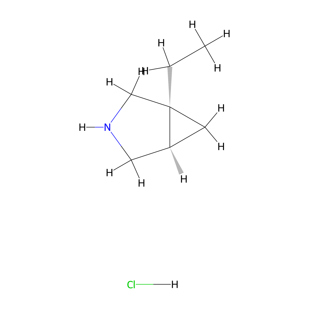 rac-(1R,5S)-1-ethyl-3-azabicyclo[3.1.0]hexanehydrochloride,cis molecular structure, CAS 2343964-21-4