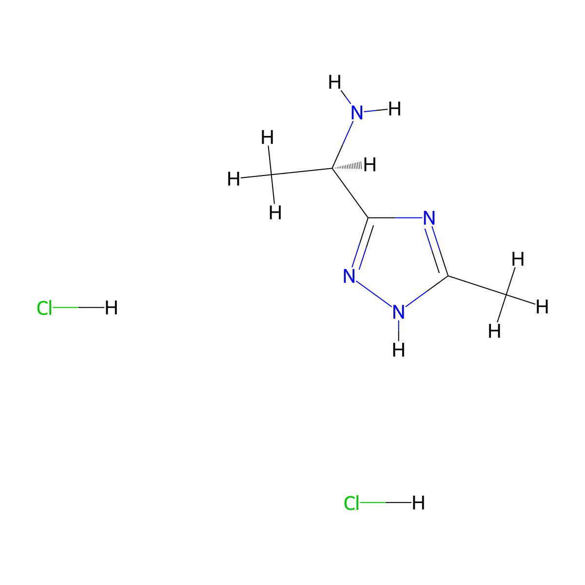 (1R)-1-(5-methyl-1H-1,2,4-triazol-3-yl)ethan-1-amine dihydrochloride molecular structure, CAS 2343964-29-2