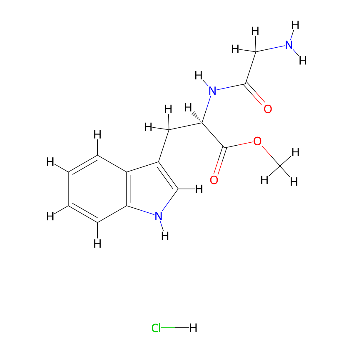 methyl (2R)-2-(2-aminoacetamido)-3-(1H-indol-3-yl)propanoate hydrochloride molecular structure, CAS 2343964-37-2