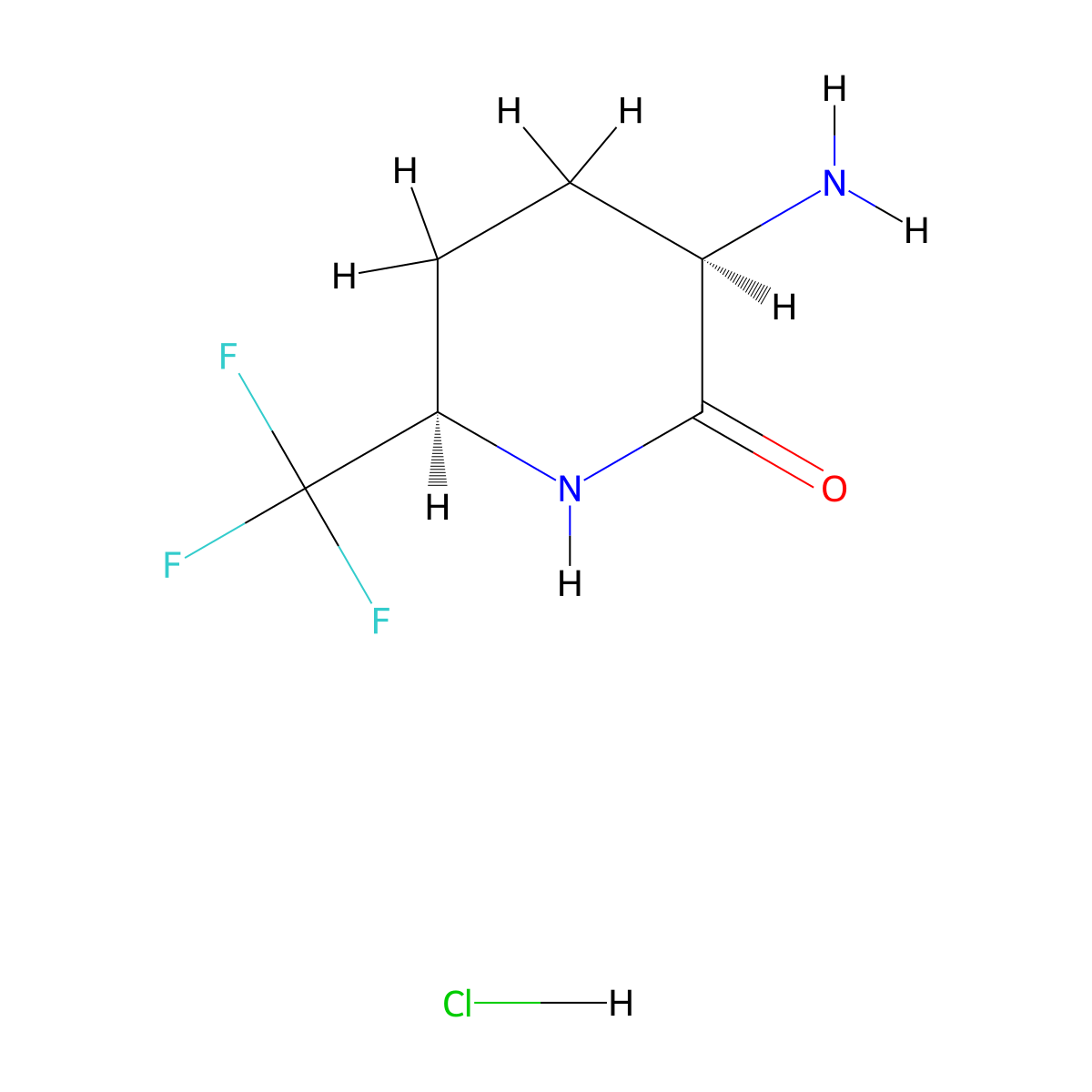 rac-(3R,6R)-3-amino-6-(trifluoromethyl)piperidin-2-one hydrochloride molecular structure, CAS 2343964-42-9