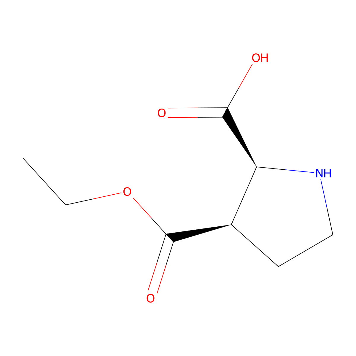 rac-(2R,3S)-3-(ethoxycarbonyl)pyrrolidine-2-carboxylic acid molecular structure, CAS 2343964-47-4