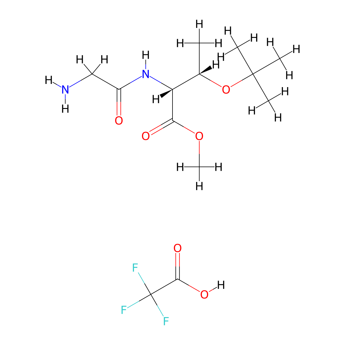 methyl (2R,3S)-2-(2-aminoacetamido)-3-(tert-butoxy)butanoate, trifluoroacetic acid molecular structure, CAS 2343964-60-1
