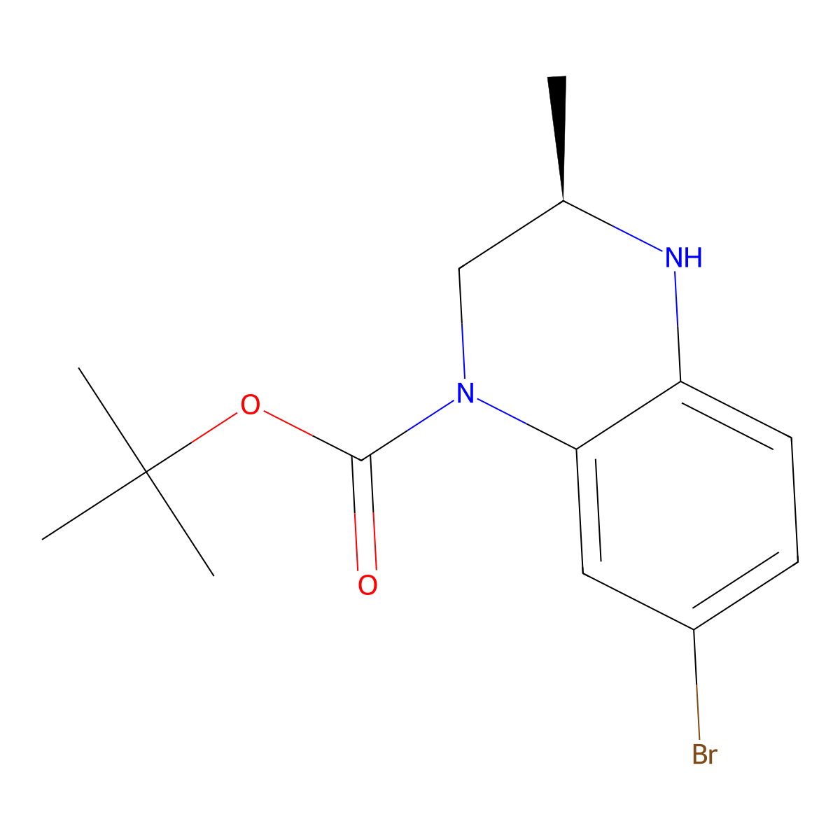 Tert-butyl (3R)-7-bromo-3-methyl-3,4-dihydro-2H-quinoxaline-1-carboxylate molecular structure, CAS 2343964-63-4