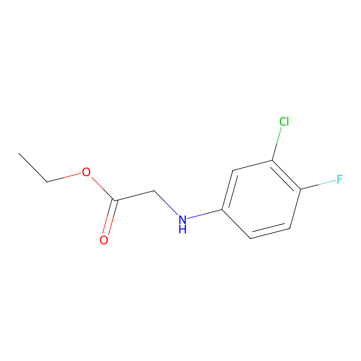 Ethyl 2-(3-chloro-4-fluoroanilino)acetate molecular structure, CAS 2344-98-1