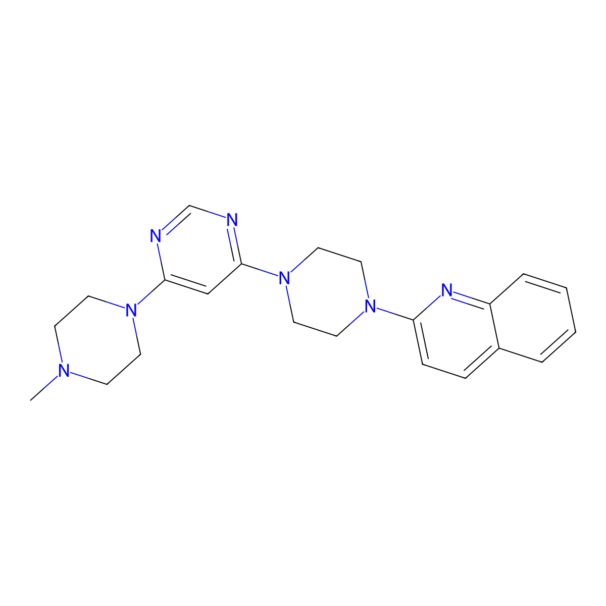 2-{4-[6-(4-Methylpiperazin-1-yl)pyrimidin-4-yl]piperazin-1-yl}quinoline molecular structure, CAS 2344298-22-0