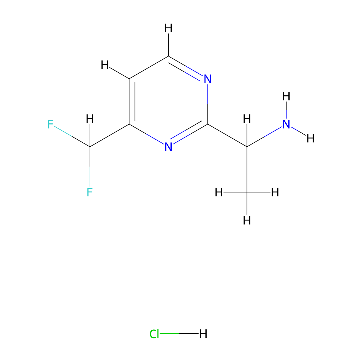 1-(4-(Difluoromethyl)pyrimidin-2-yl)ethan-1-amine hydrochloride molecular structure, CAS 2344677-43-4