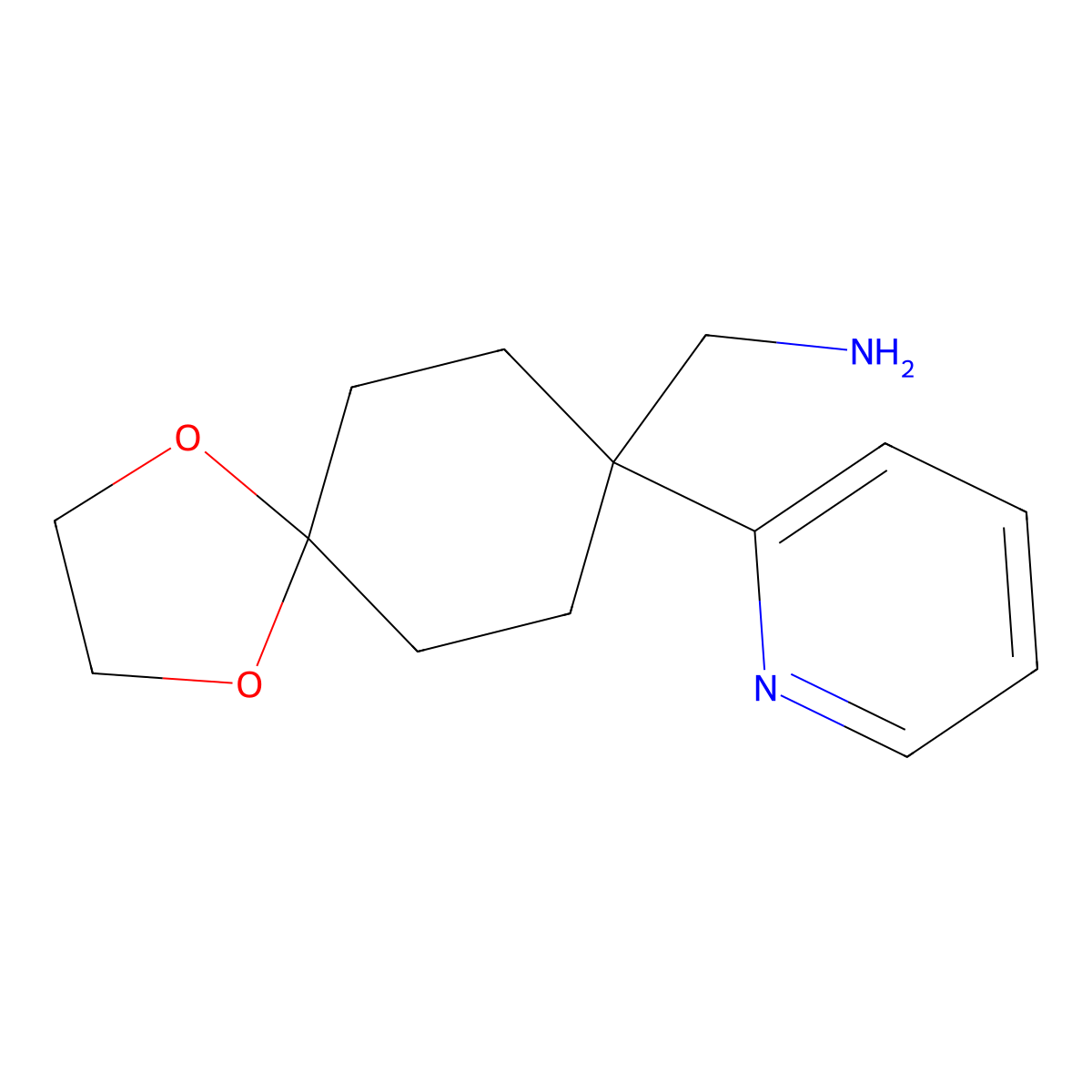 [8-(Pyridin-2-yl)-1,4-dioxaspiro[4.5]decan-8-yl]methanamine molecular structure, CAS 2344677-50-3