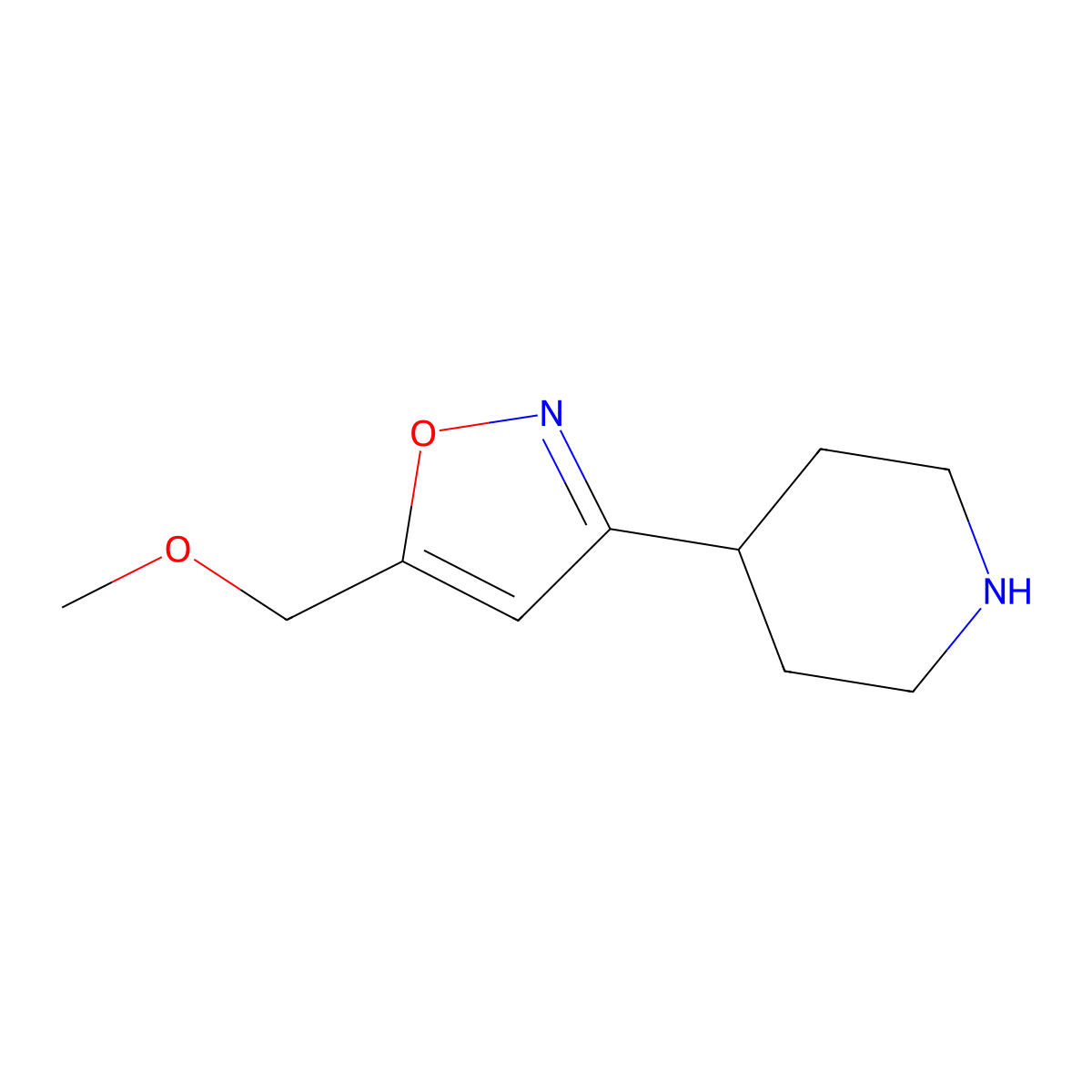 4-[5-(Methoxymethyl)-1,2-oxazol-3-yl]piperidine molecular structure, CAS 2344677-71-8
