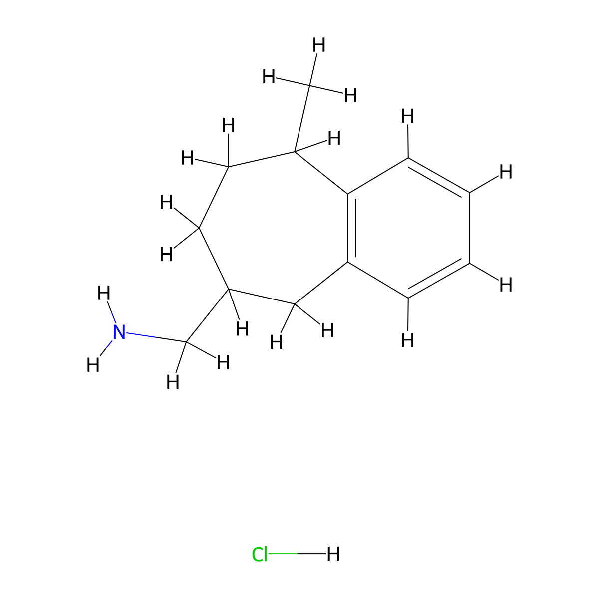 (9-methyl-6,7,8,9-tetrahydro-5H-benzo(7)annulen-6-yl)methanamine hydrochloride molecular structure, CAS 2344677-89-8