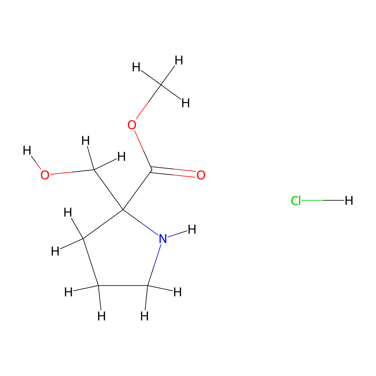 Methyl 2-(hydroxymethyl)pyrrolidine-2-carboxylate hydrochloride molecular structure, CAS 2344677-99-0