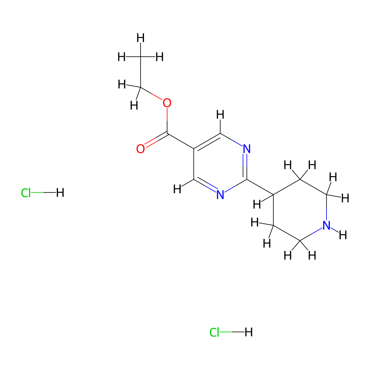 Ethyl2-(piperidin-4-yl)pyrimidine-5-carboxylatedihydrochloride molecular structure, CAS 2344678-08-4