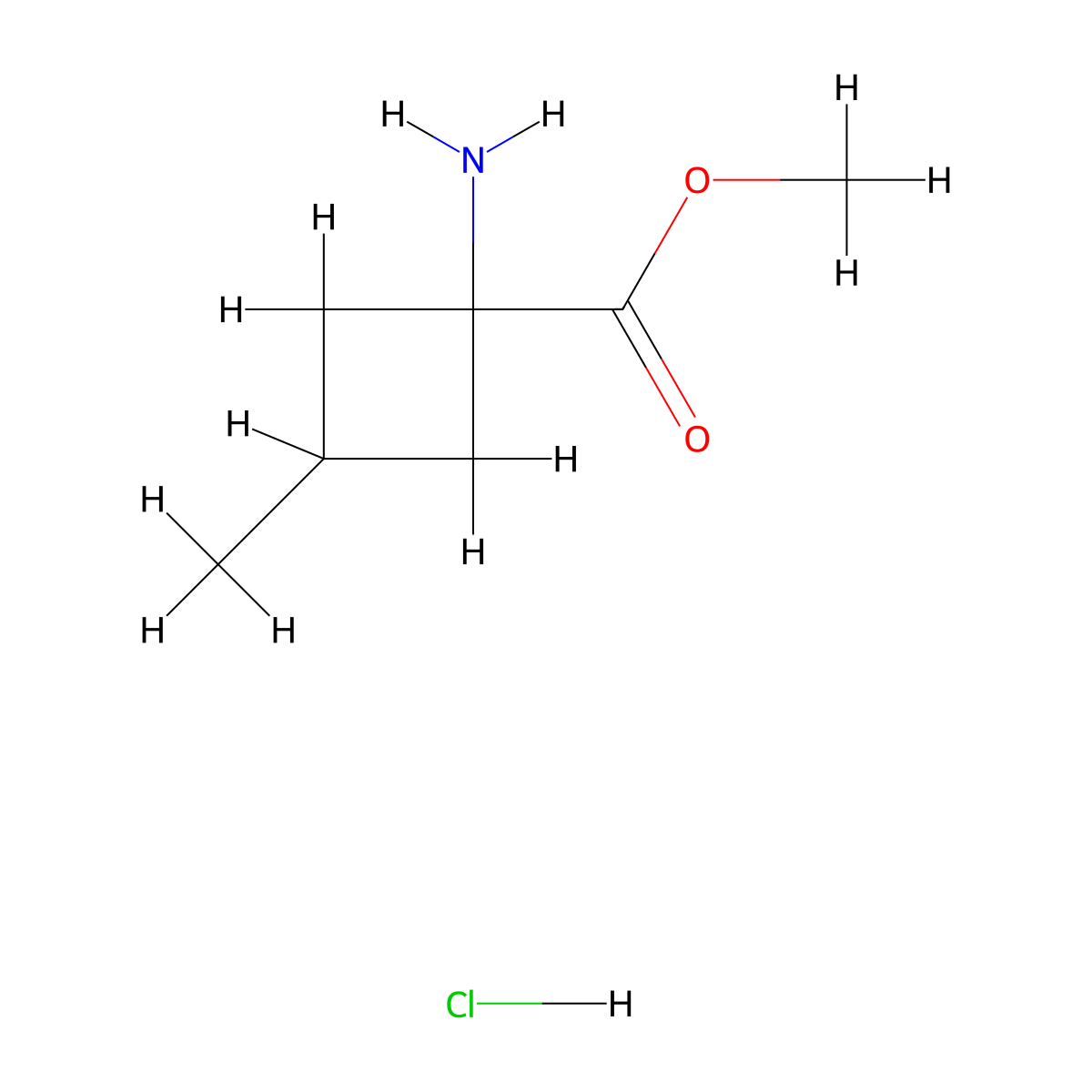 Methyl 1-amino-3-methylcyclobutane-1-carboxylate hydrochloride molecular structure, CAS 2344678-10-8