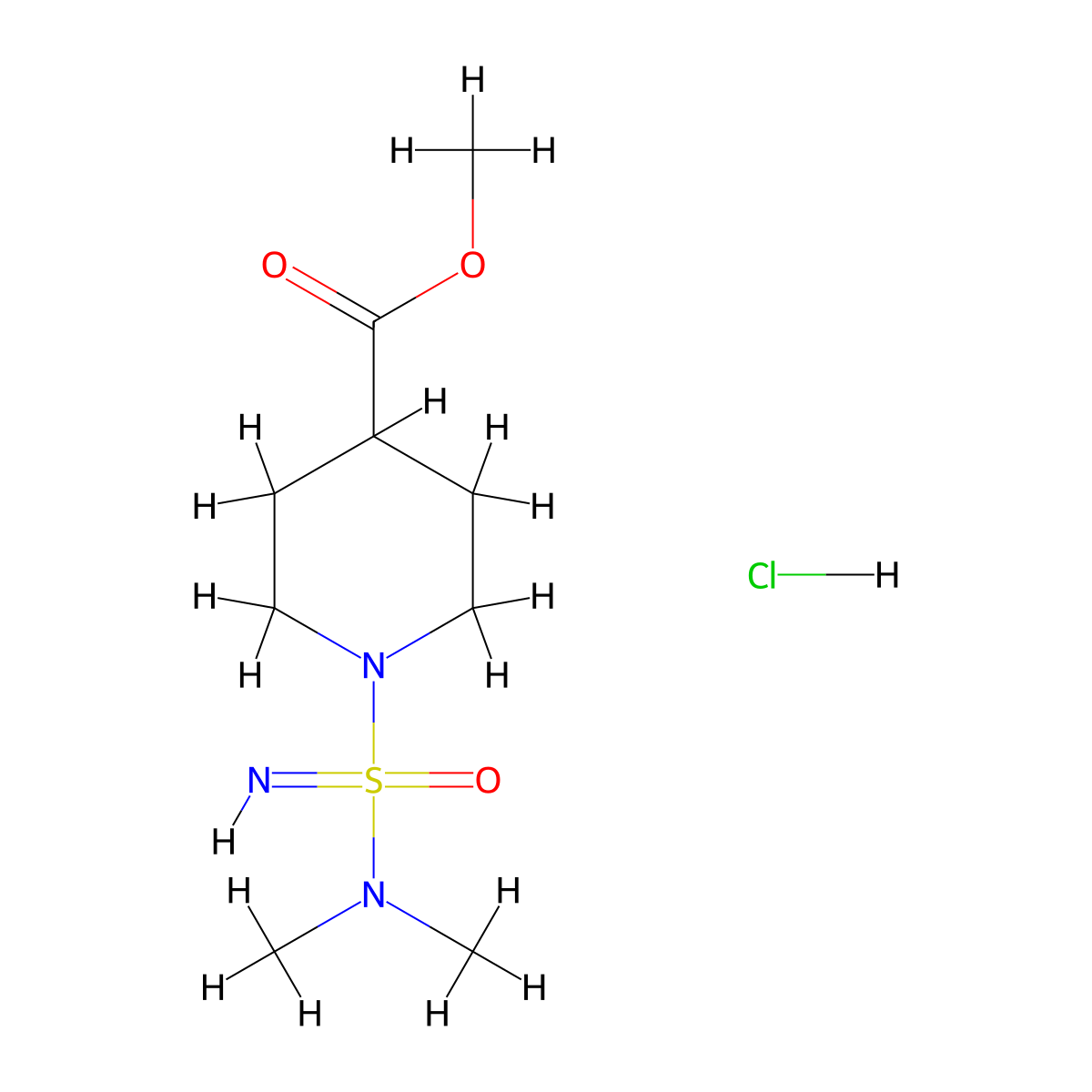 methyl 1-(dimethyl-S-aminosulfonimidoyl)piperidine-4-carboxylate hydrochloride molecular structure, CAS 2344678-18-6