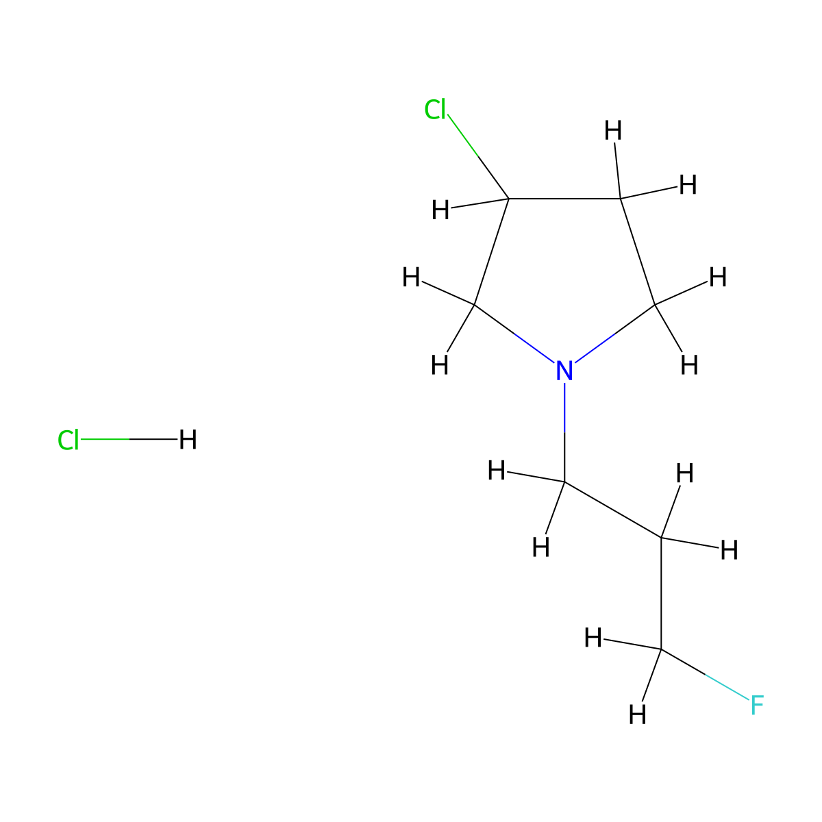 3-Chloro-1-(3-fluoropropyl)pyrrolidine hydrochloride molecular structure, CAS 2344678-19-7