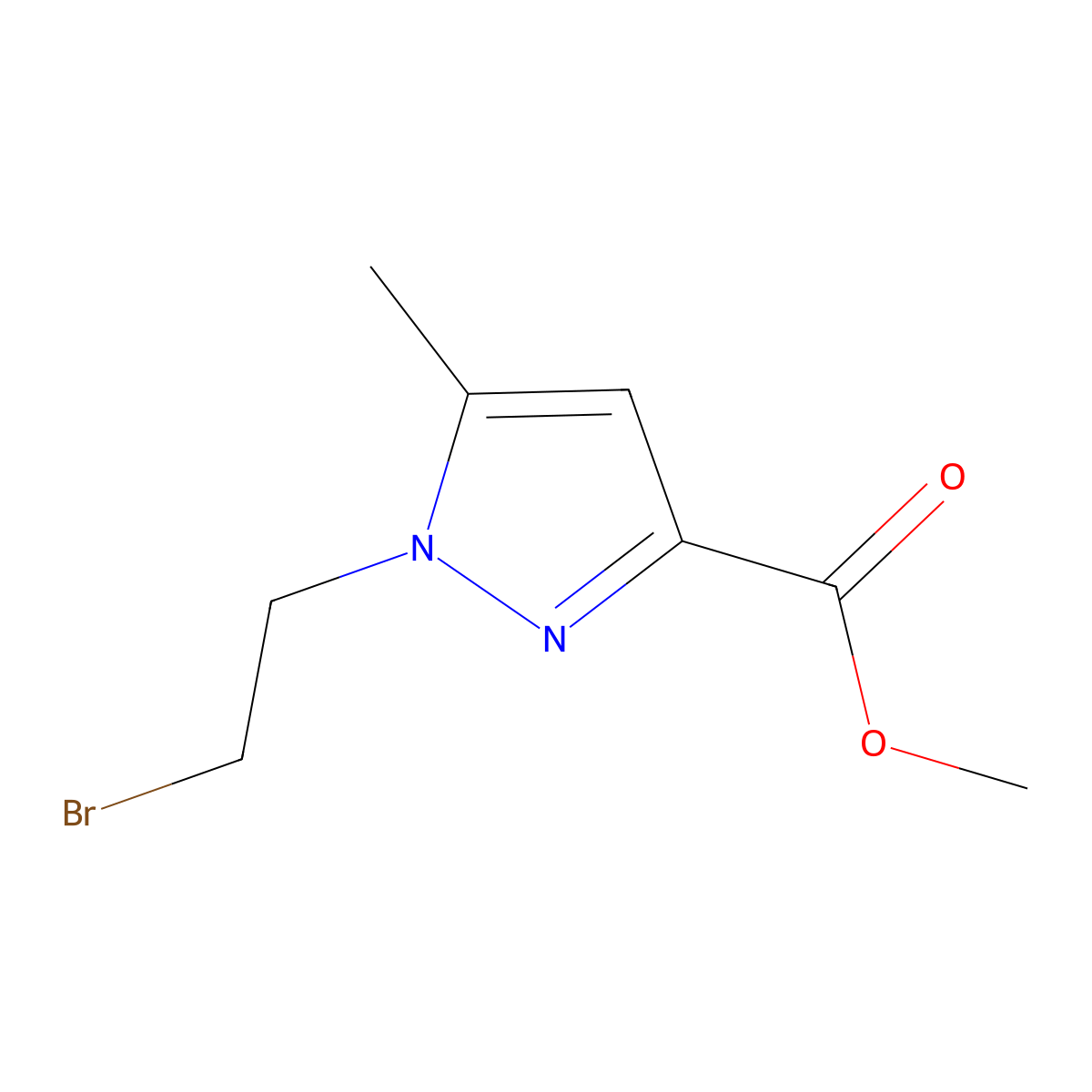 methyl 1-(2-bromoethyl)-5-methyl-1H-pyrazole-3-carboxylate molecular structure, CAS 2344678-24-4