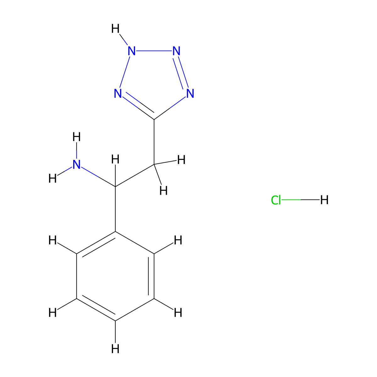 1-phenyl-2-(1H-1,2,3,4-tetrazol-5-yl)ethan-1-amine hydrochloride molecular structure, CAS 2344678-30-2