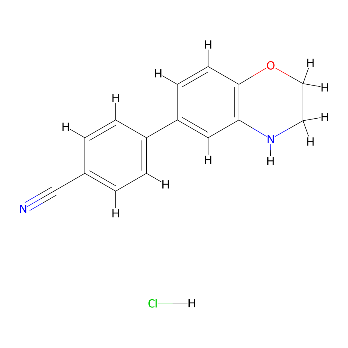 4-(3,4-dihydro-2H-1,4-benzoxazin-6-yl)benzonitrilehydrochloride molecular structure, CAS 2344678-35-7