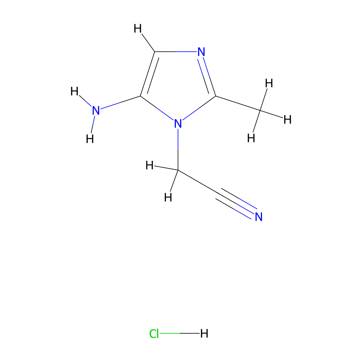 2-(5-amino-2-methyl-1H-imidazol-1-yl)acetonitrile hydrochloride molecular structure, CAS 2344678-38-0