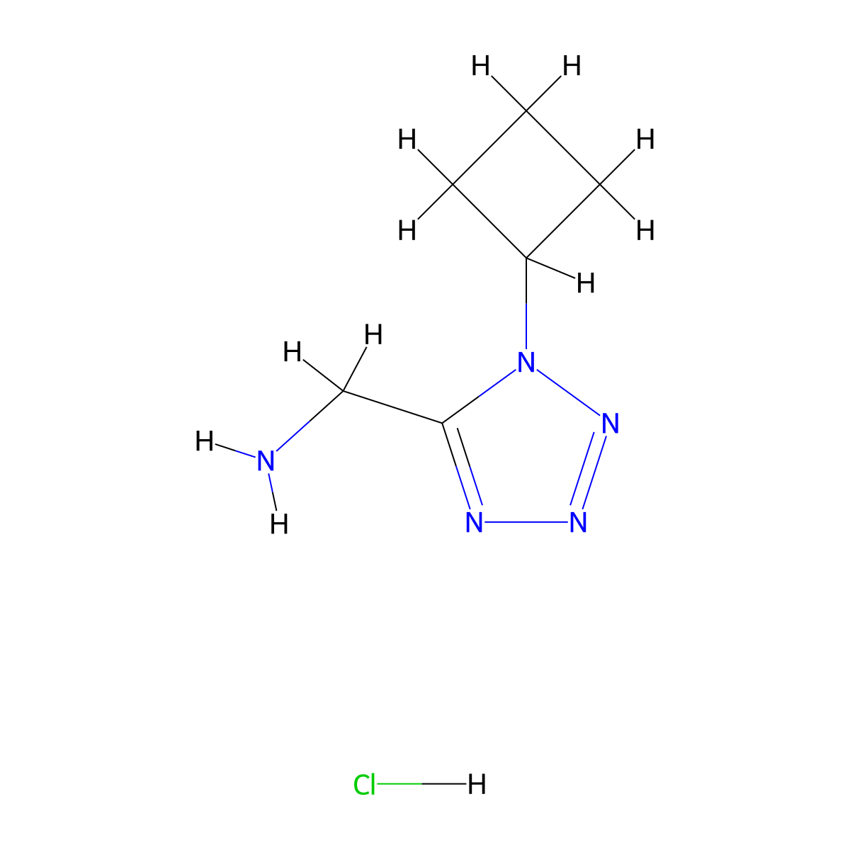 (1-cyclobutyl-1H-1,2,3,4-tetrazol-5-yl)methanamine hydrochloride molecular structure, CAS 2344678-41-5